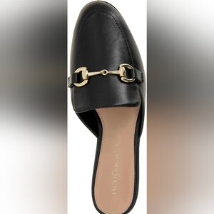 🖤 BCBGeneration Zorie Black Mule Loafers | Gold Horsebit | Size 6.5